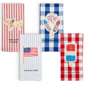 Americana cotton hand towel with patriotic canvas patch design