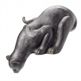 black cat sculpture peering over edge antique style resin home decor
