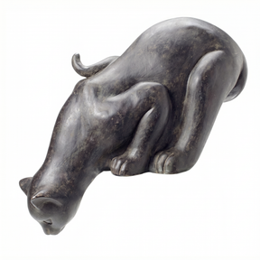 black cat sculpture peering over edge antique style resin home decor
