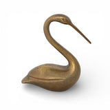 Antique brass bird figurine cast aluminum decorative accent for shelf styling