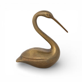 Antique brass bird figurine cast aluminum decorative accent for shelf styling