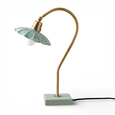antique brass gooseneck desk lamp with enamel shade