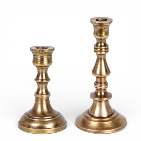 antique brass mini taper candle holder cast aluminum vintage style decor