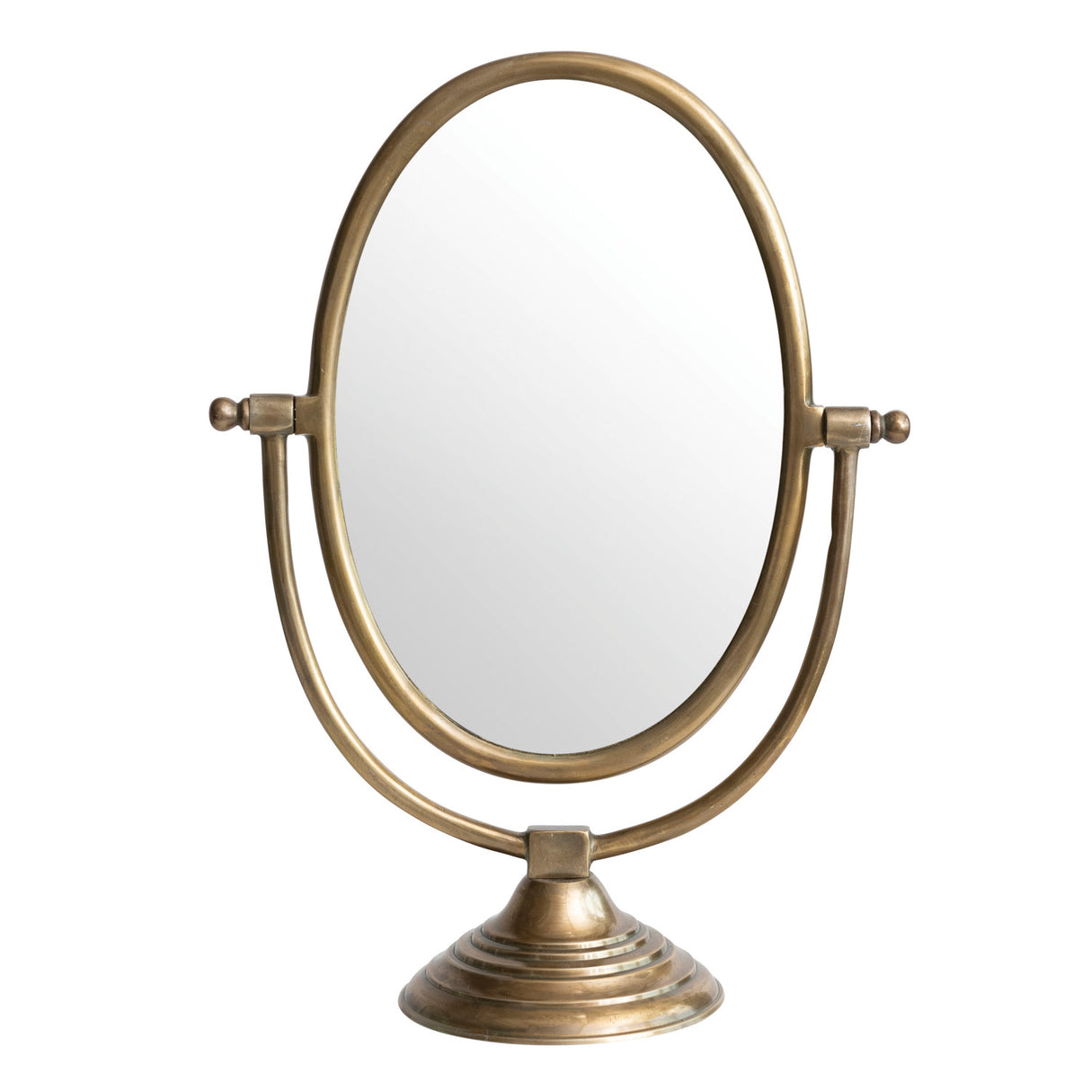 oval brass vanity mirror on stand adjustable tabletop mirror antique finish bedroom dresser decor