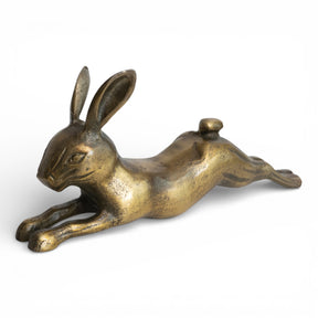antique brass finish rabbit figurine for shelf mantel or tabletop decor