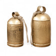 Antique gold metal bell hanger with rope handle