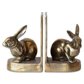 antique gold rabbit bookends cast aluminum bunny bookends set