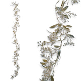 Faux leaf and berry garland with an antique silver finish, measuring 63 inches long.