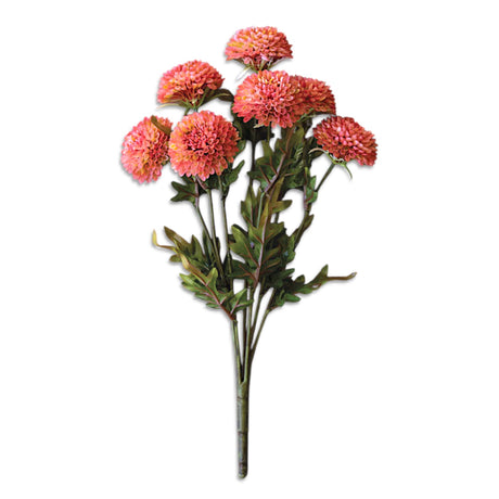 bundle of artificial blush ball dahlia stems 17 inch pink faux floral arrangement