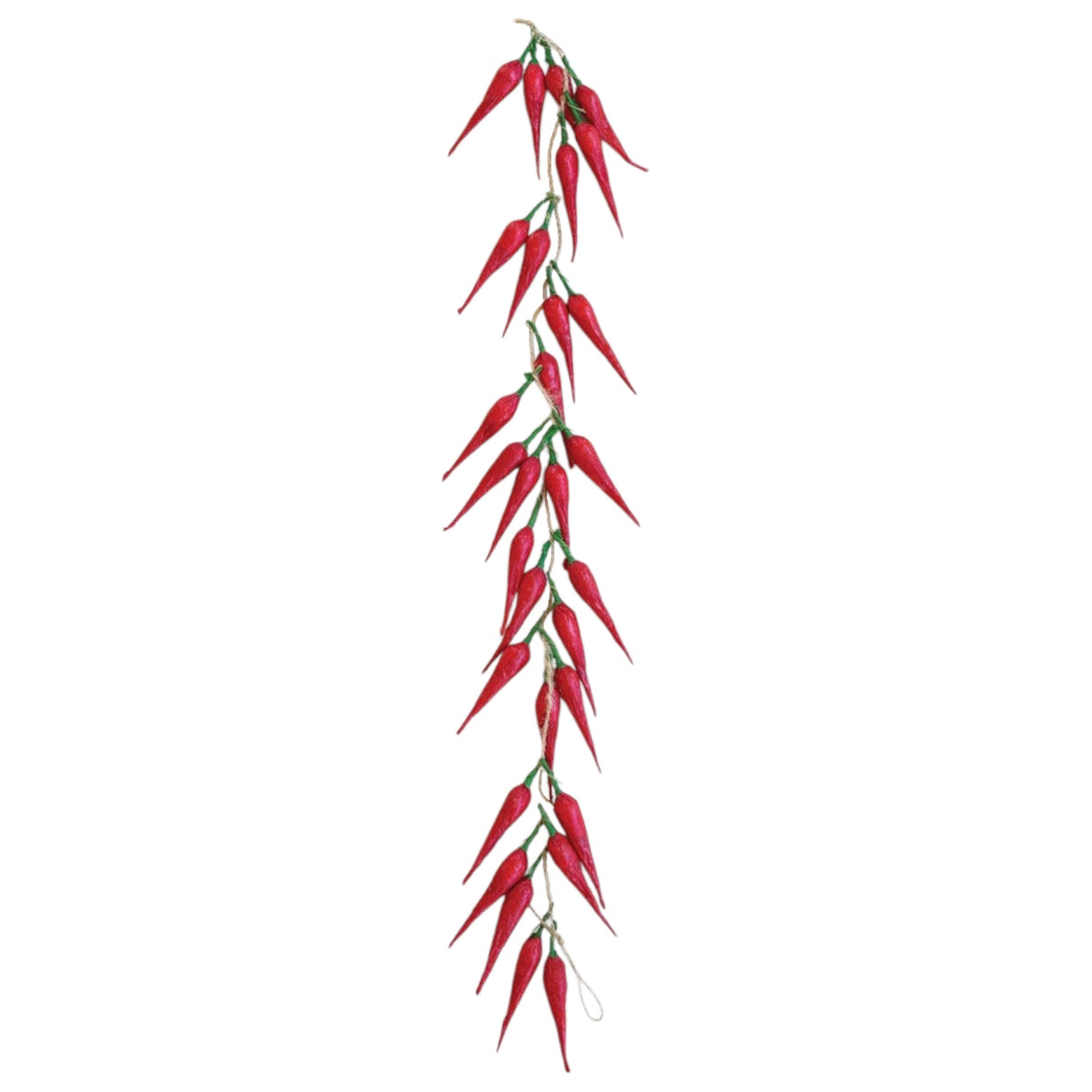 string of red chili peppers on rope