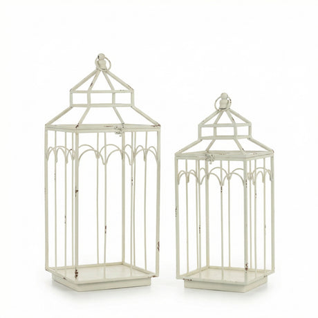 white metal decorative lantern with arched frame candle lantern farmhouse style