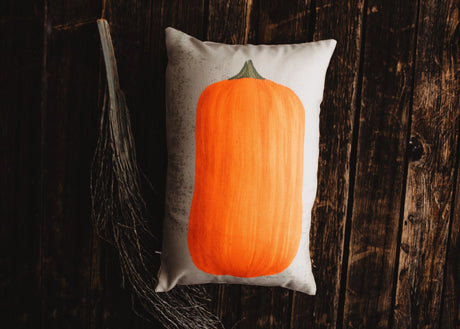 Primitive Orange Pumpkin Lumbar Pillow