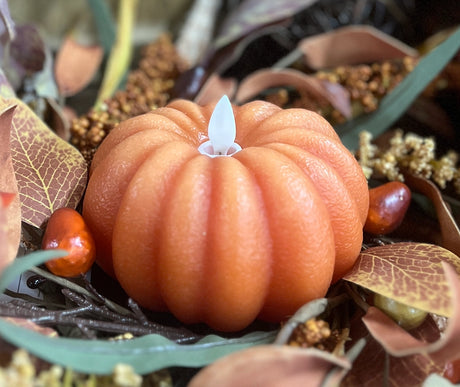 Orange Pumpkin Flickering LED Flameless Wax Candles