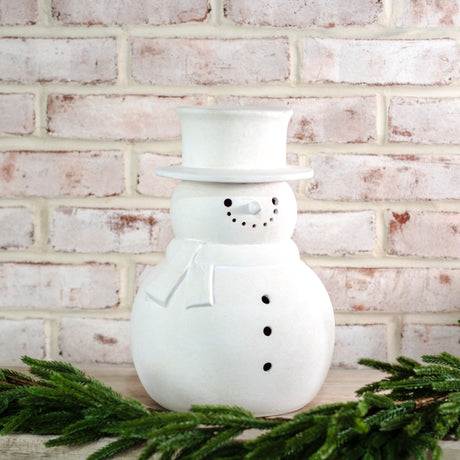 White Terracotta Snowman Figurine