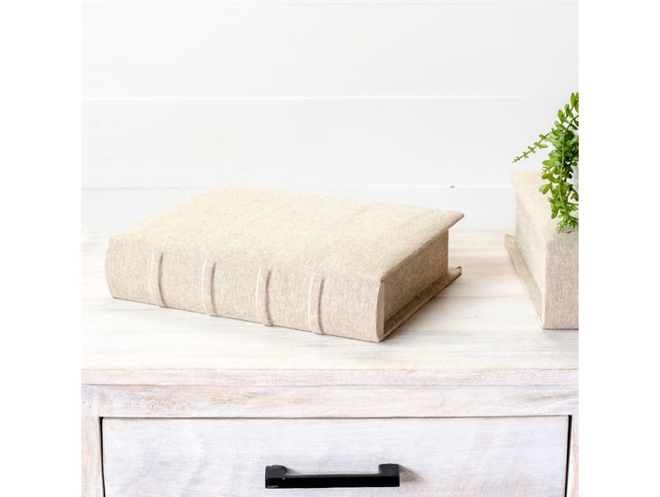 Beige Linen Storage Book Box