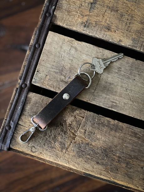 Small Leather Keychain with Carabiner