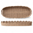 Hand-woven natural bankuan scalloped tray with handles, 32 inches long.