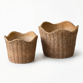 basket weave cement planter textured plant pot for houseplants decorative indoor planter