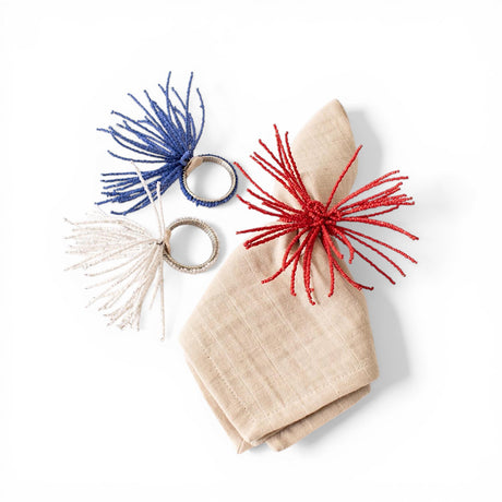 red white blue beaded napkin ring fireworks patriotic table decor