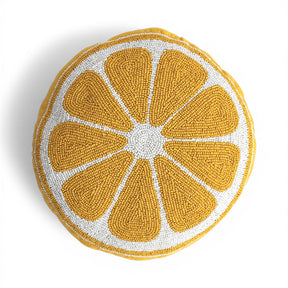 12 inch round beaded lemon slice pillow bright citrus spring summer home decor