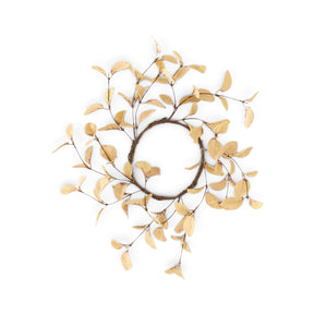 10-inch beige eucalyptus candle ring with a 4.5-inch center opening and natural brown branches