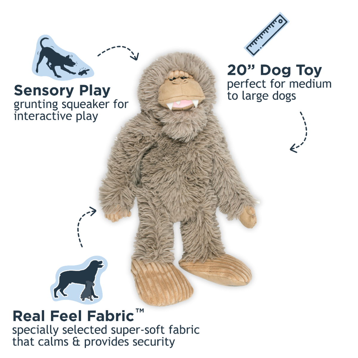 Stuffless Bigfoot Plush Squeaker Dog Toy