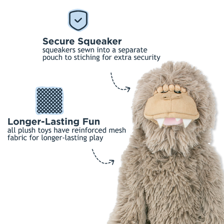 Stuffless Bigfoot Plush Squeaker Dog Toy