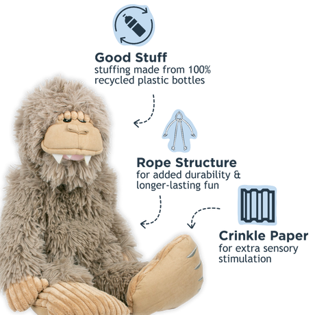 Stuffless Bigfoot Plush Squeaker Dog Toy