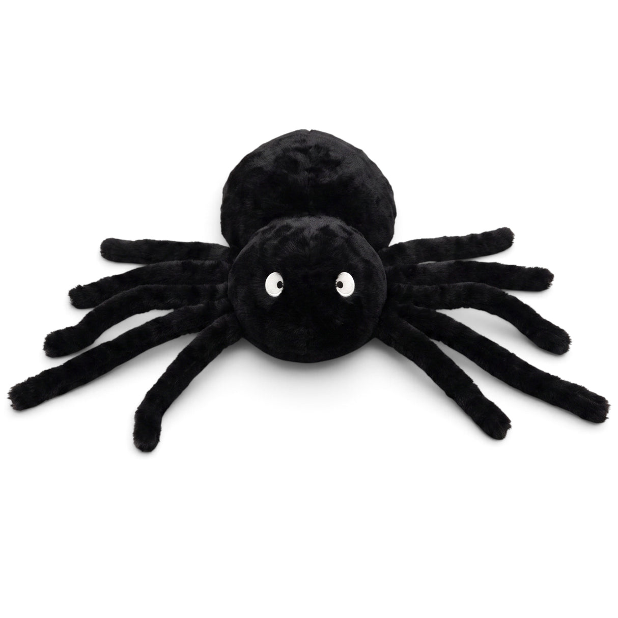 Black faux fur spider shaped decorative pillow for Halloween