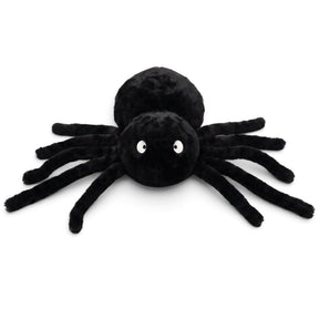Black faux fur spider shaped decorative pillow for Halloween