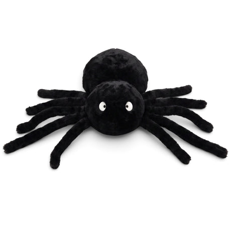 Black faux fur spider shaped decorative pillow for Halloween