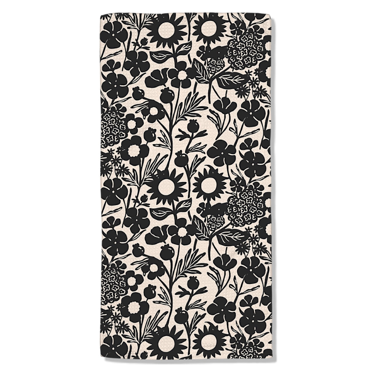 Black Flower Garden Bar Towel by Geometry