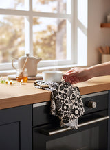 Black Flower Garden Geometry Bar Towel