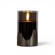 black glass flameless candle with 3D flame and timer
