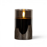 black glass flameless candle with 3D flame and timer
