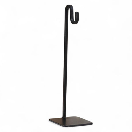  12-inch black metal stand with curled hook