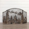 Black metal Santa and reindeer village scene stand holiday décor
