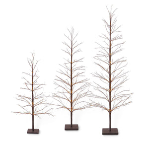 Black warm light LED tree with glowing branches available in 48, 72, and 90 inch sizes