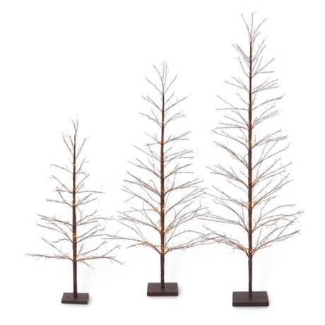 Black warm light LED tree with glowing branches available in 48, 72, and 90 inch sizes
