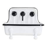 black and whtie metal enamel sink with faucet soap dish by Creative Co-Op