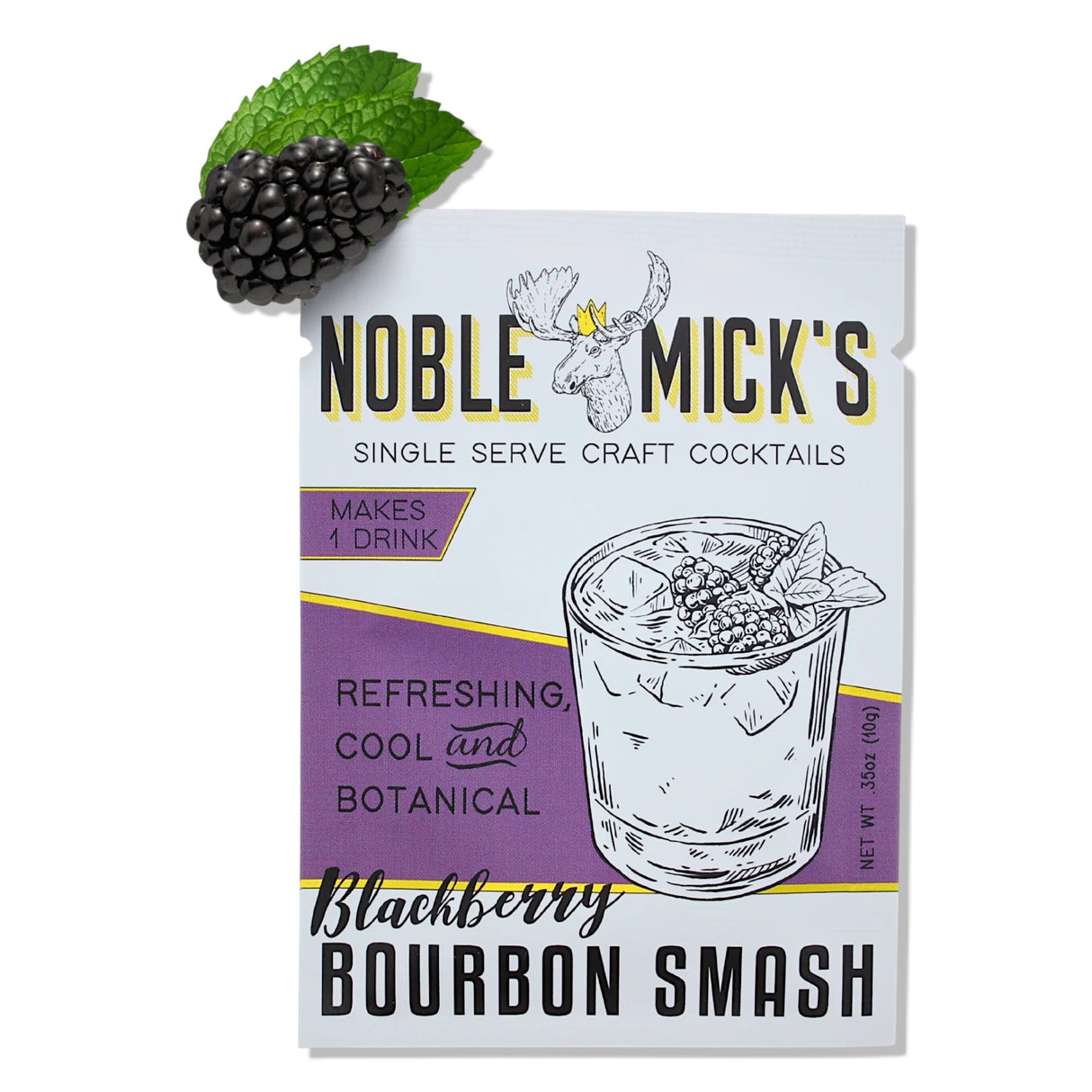 Blackberry bourbon smash single serve cocktail mixer made with real fruit powders