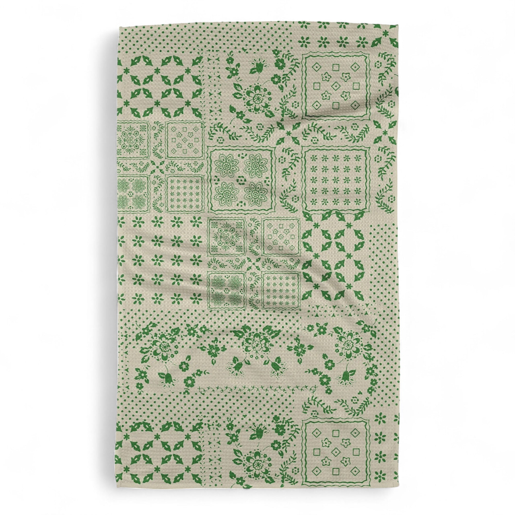 Blossoming Bandanna Green Geometry Tea Towel