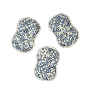 Blue floral reusable kitchen sponge set by Once Again Home Co.