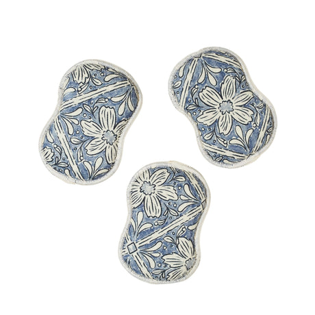 Blue floral reusable kitchen sponge set by Once Again Home Co.