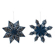 blue paper snowflakes with gold accents by creative co-op