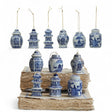 Blue and white stoneware ginger jar Christmas ornaments, set of six styles