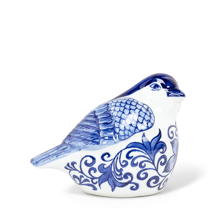 blue white porcelain bird figurine decorative ceramic bird accent