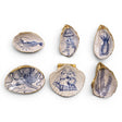 Blue and white shell trinket dish with gold trim coastal sea life resin decorative dish
