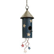 blue white star hanging birdhouse patriotic metal outdoor decor with chain and star accents
