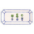 blue and white topiary ceramic serving tray chinoiserie style decorative platter garden inspired home decor
